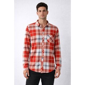 Alter Ego Plaid‎ Button Down Women 2X Red White Excellent Cabin Core